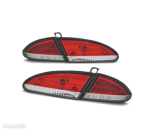 FAROLINS TRASEIROS LED PARA SEAT LEON 1P 04-09 VERMELHO CROMADO - 1