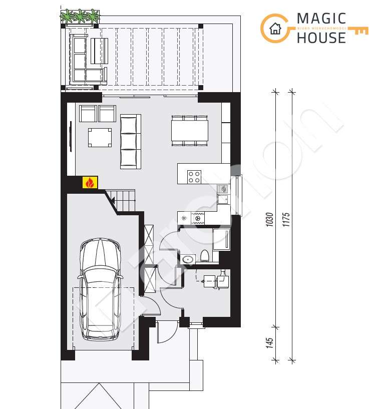 5 pokoi, garaż, budynek łączony garażami - Pełny obrazek: 5/12