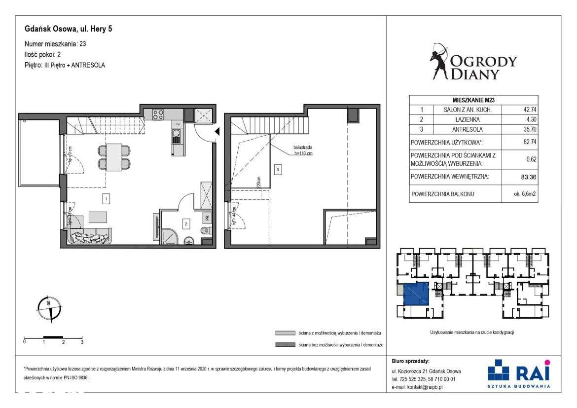 2-pokojowe mieszkanie 82m2 + balkon Bezpośrednio (lokal 5_23)