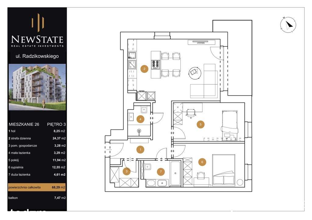 Mieszkanie z balkonem | Ul.Radzikowskigo | 68 M2-6