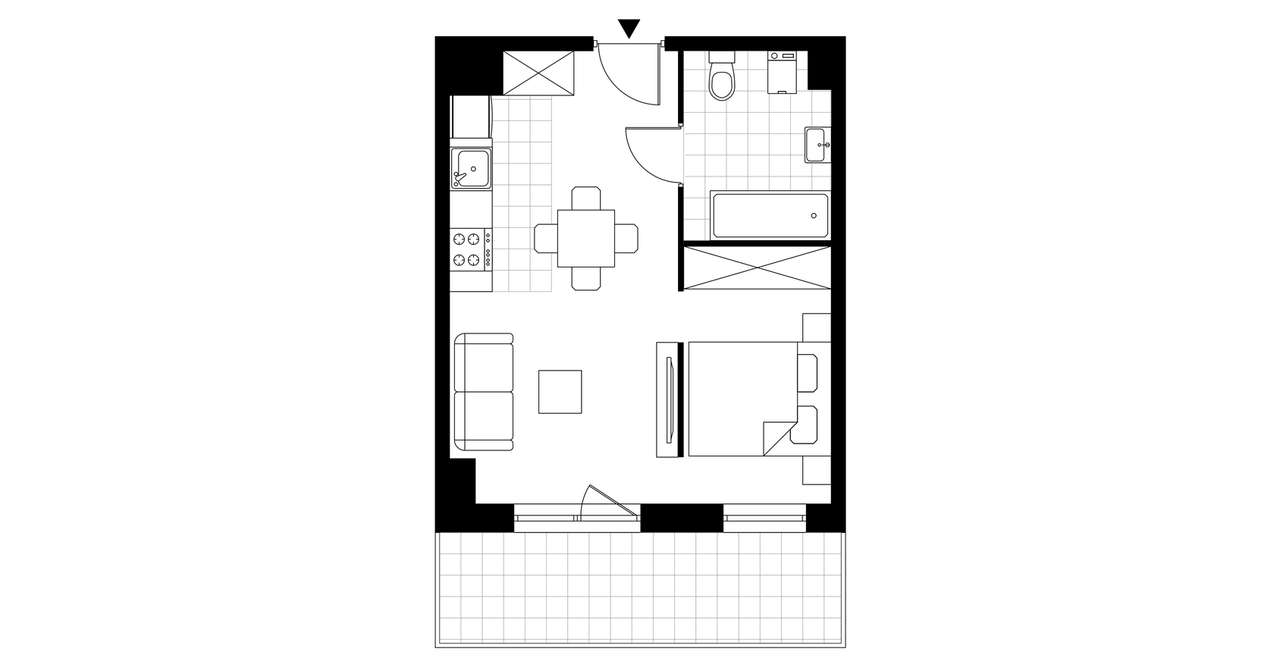 1-pokojowe mieszkanie 32m2 + loggia Bez Prowizji - Pełny obrazek: 3/8