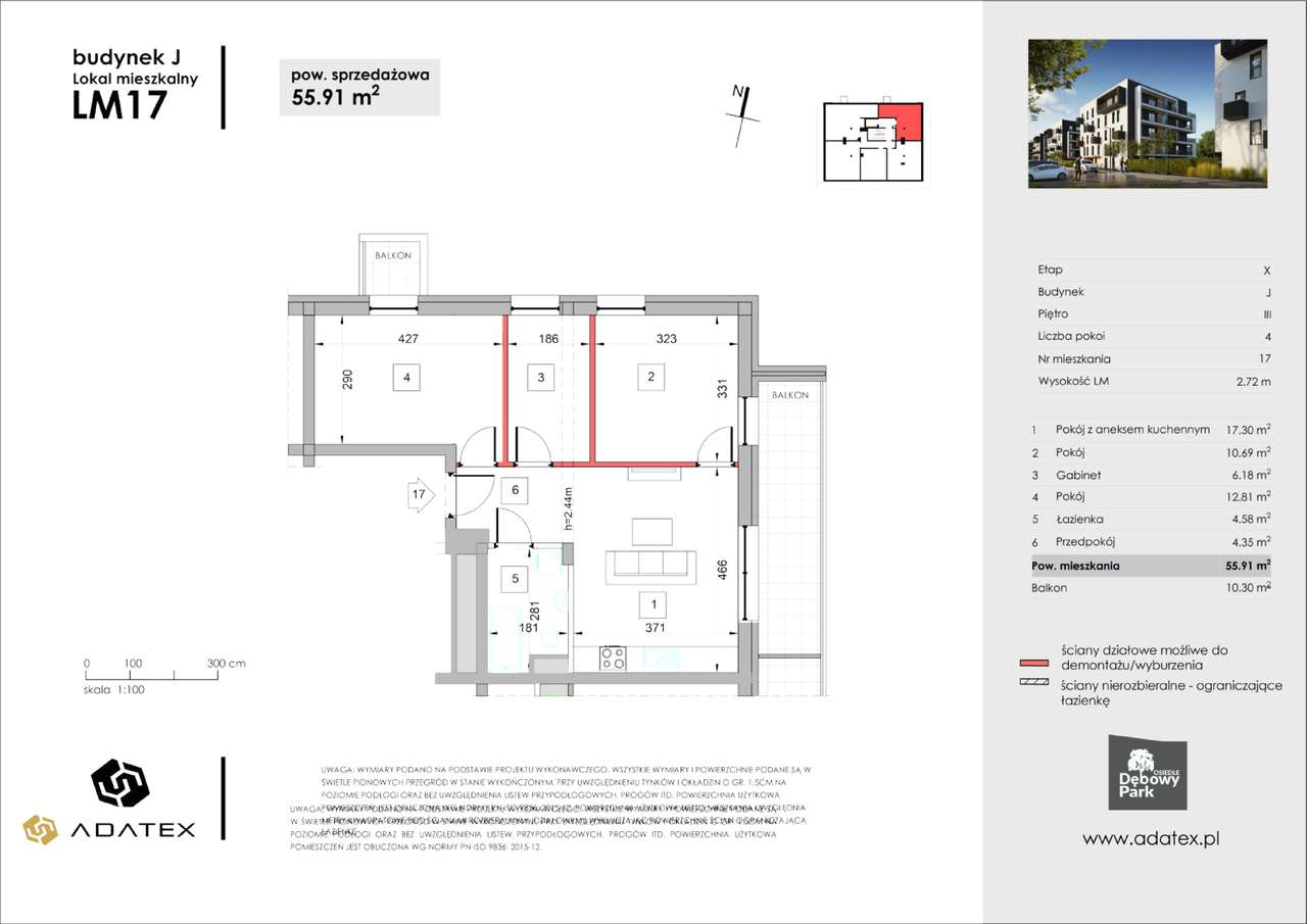 Osiedle Dębowy Park | SUPER DLA RODZINY 2+2| III piętro | J17 - Pełny obrazek: 2/7
