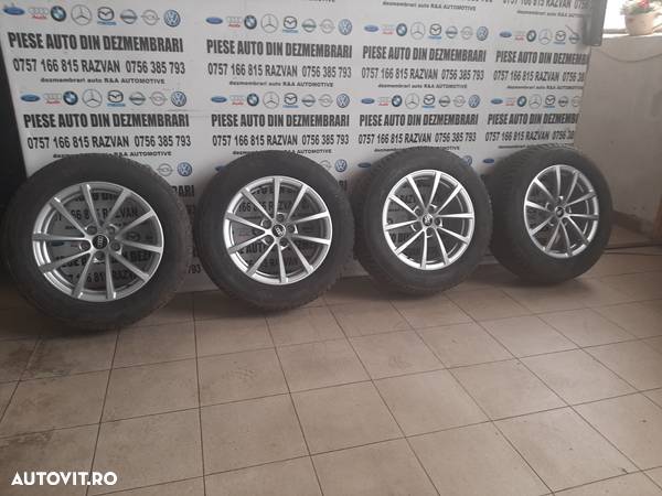 Set Jante Aluminiu R17 Audi A6 4K C8 A7 A5 A4 Q3 Q5 Etc. 5x112 Anvelope Dot 3620 225/60R17 M+S Cu Fulg - 2