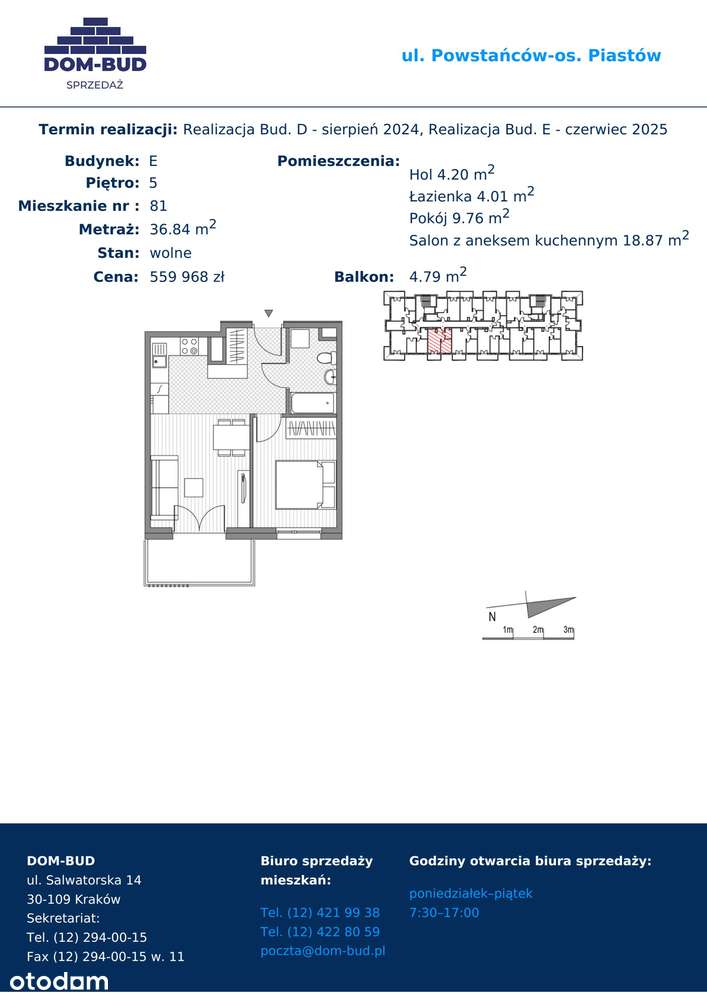 ul. Powstańców | mieszkanie 2-pok. | E 81 - Pełny obrazek: 2/8