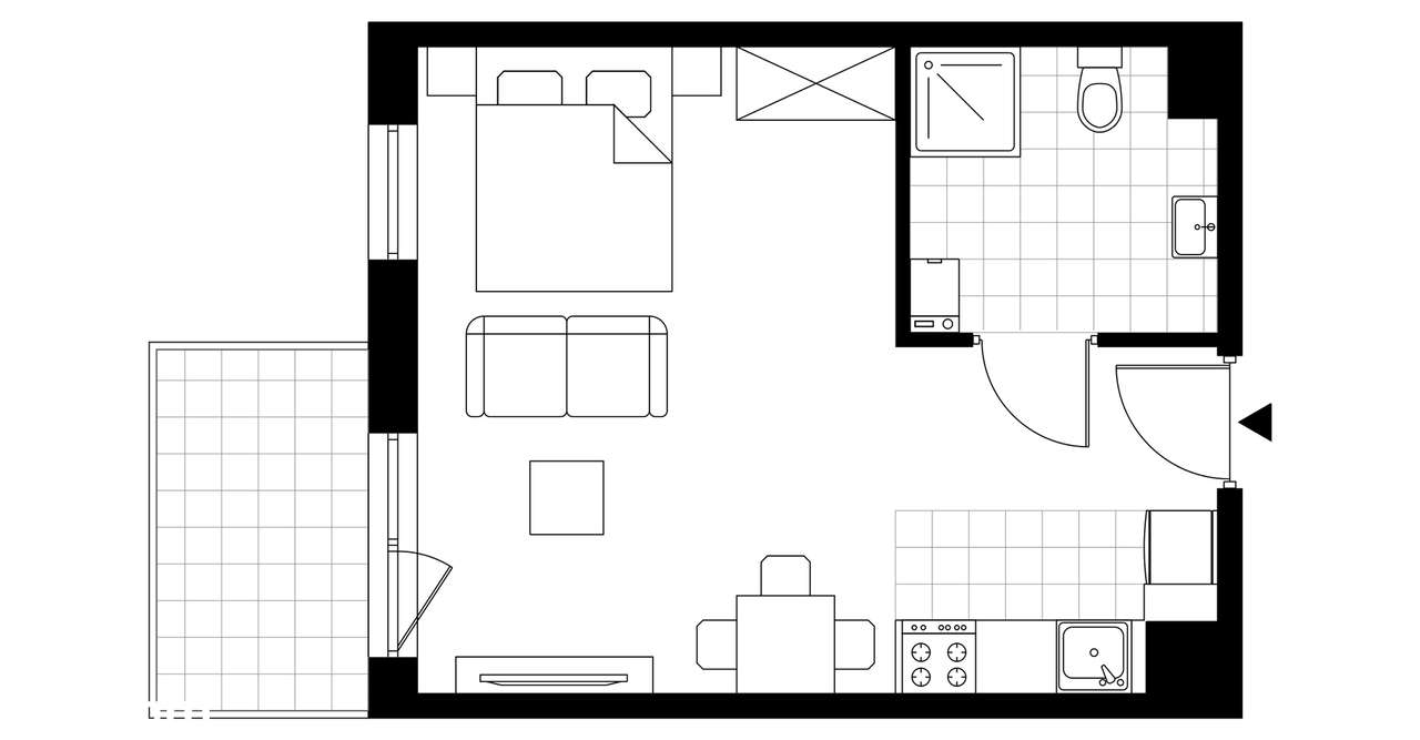 1-pokojowe mieszkanie 32m2 + balkon - Pełny obrazek: 3/8