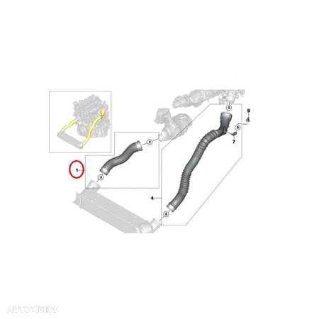 Furtun intercooler, supraalimentare Bmw Seria 5 E60/E61 2003-2010, motor 2,0 diesel; cauciuc, 2017PT-3 - 1