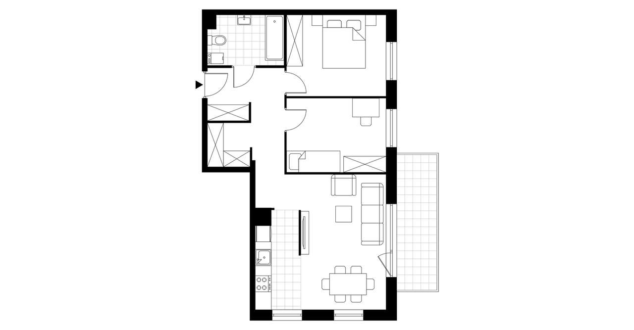 3-pokojowe mieszkanie 59m2 + balkon Bezpośrednio - Pełny obrazek: 3/7