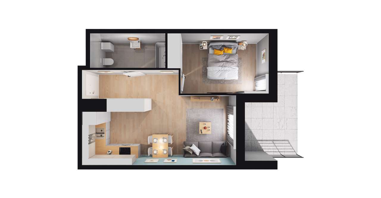 Stara Cegielnia Mielec | mieszkanie 2-pok. | D_M6 - Pełny obrazek: 3/9