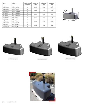 OBCIĄŻNIK BALAST DO MASZYN ROLNICZYCH WAGA 1400 KG ECO-2 NOWY - 5