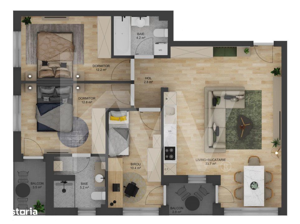 Apartament 4 camere - Tip II - 91,14 mp - Doamna Stanca - COMISION O C