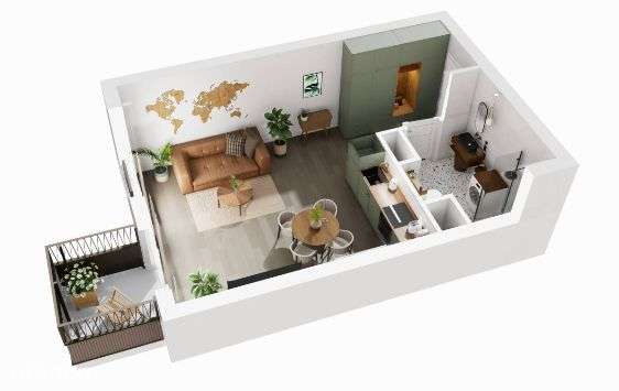 Kawalerka 23%, blisko MTP, pod inwestycję, widok na zielone patio - Pełny obrazek: 4/9