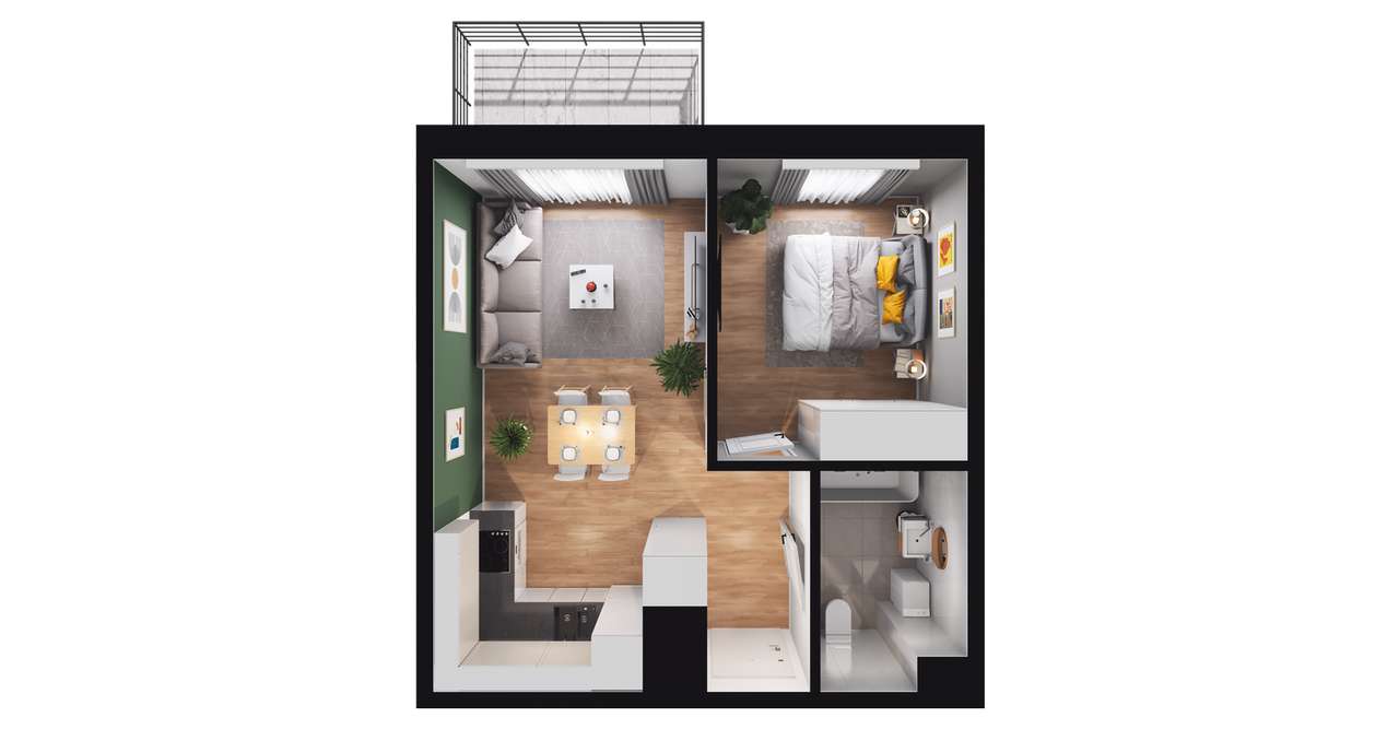 2-pokojowe mieszkanie 37m2 + balkon Bez Prowizji - Pełny obrazek: 2/8