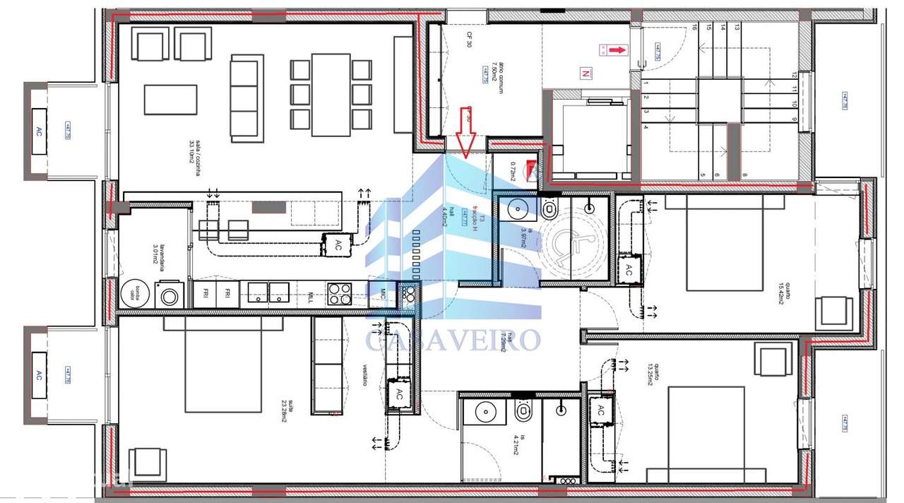 Apartamento T3 com 2 Lugares de Garagem São Bernardo-7