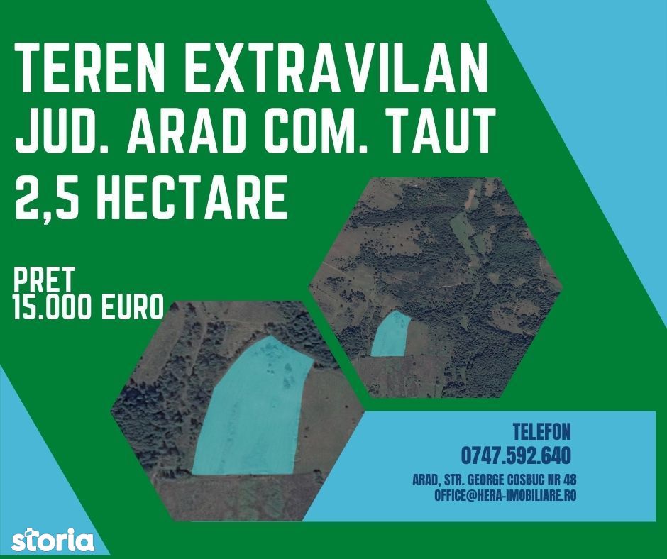 Teren extravilan Jud. Arad, Com. Taut 2,5 hectare