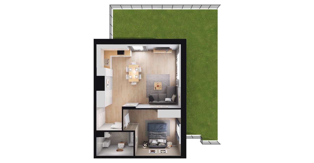 2-pokojowe mieszkanie 49m2 + ogródek Bez Prowizji - Pełny obrazek: 2/8