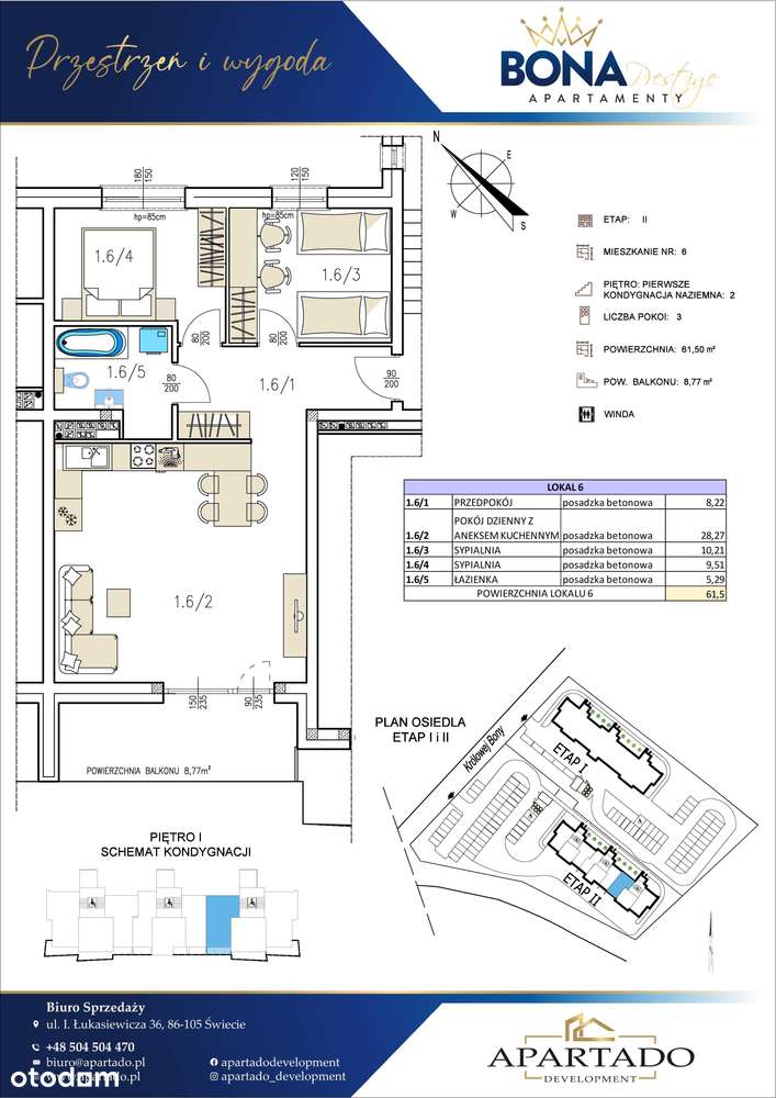 Mieszkanie nr. 6 | 61,50 m² | 1 Piętro | BONA II |-4