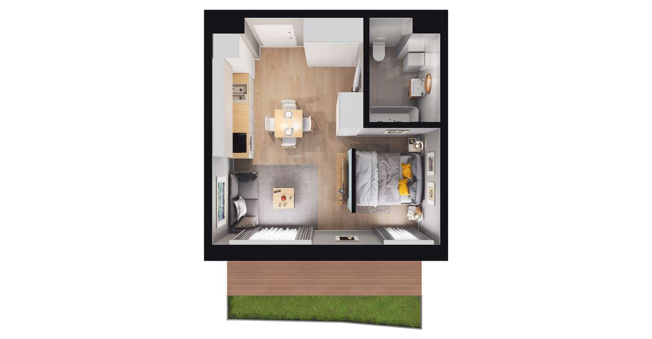 1-pokojowe mieszkanie 29m2 + ogródek Bezpośrednio - Pełny obrazek: 2/8