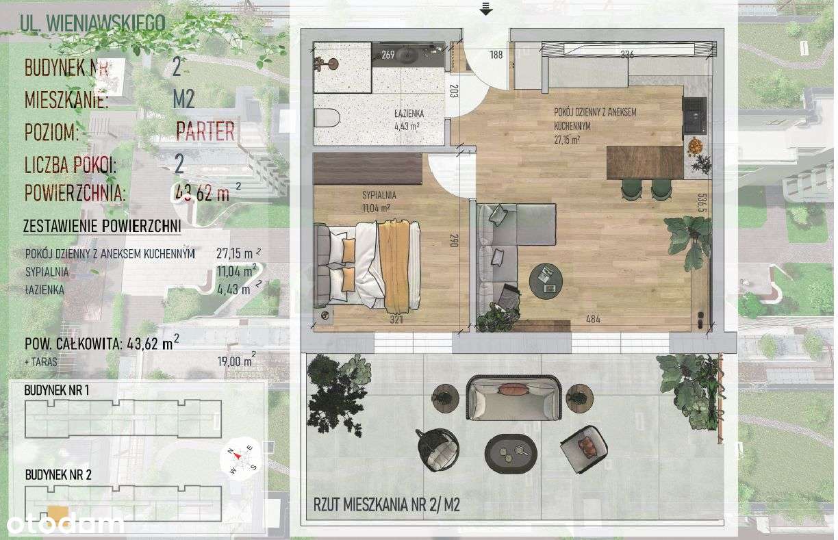 NOWE 2-pokojowe m. z tarasem, Wieniawskiego-2