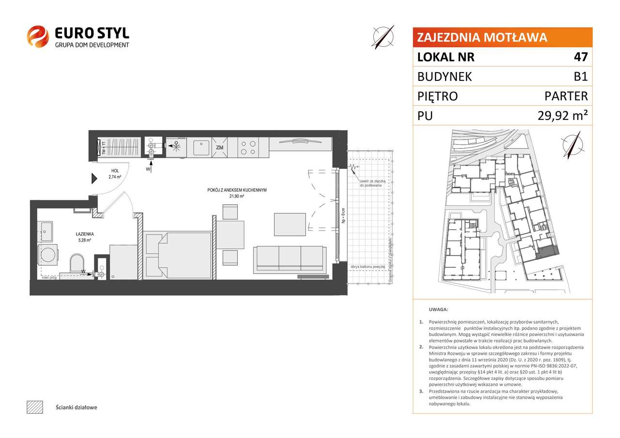 1-pokojowe mieszkanie 29m2 Bez Pośredników - Pełny obrazek: 2/7