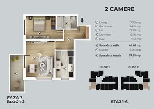 Apartament 2 camere decomandat, boc nou, metrou Berceni