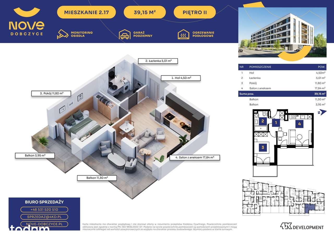 Nove Dobczyce | mieszkanie 2-pok. | 17 - Pełny obrazek: 2/7
