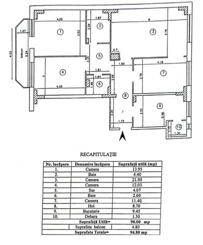 Apartament 4 camere 95 mp, 2 bai, 2 balcoane, bloc 1982, Dacia-3