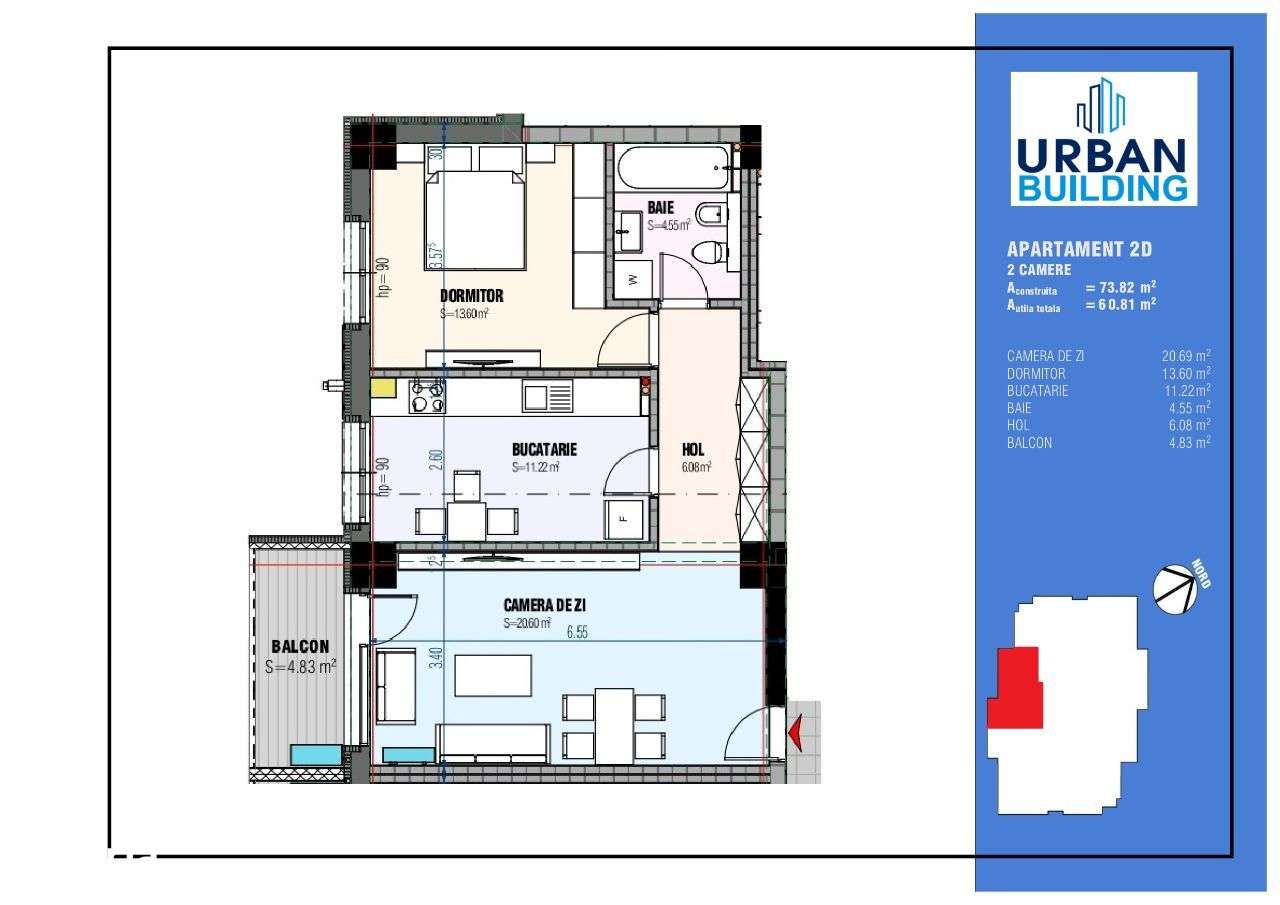 Apartament 2 camere (2D) URBAN Building-1
