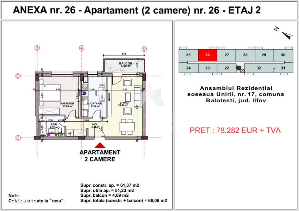 Apartamente 2 camere, Unirii apartment's Balotesti, lift, parcare-5