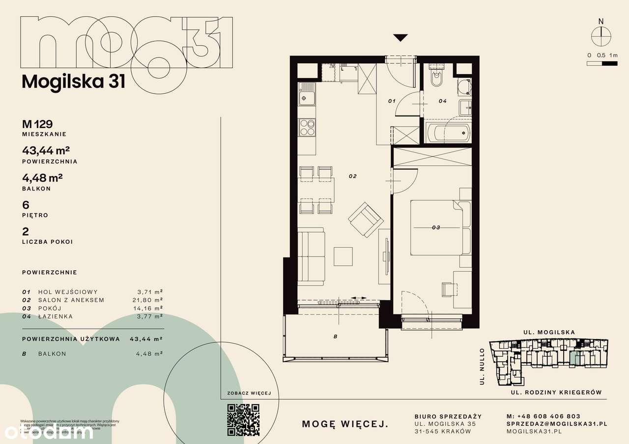 2-pokojowe mieszkanie 43 m² + balkon Bezpośrednio – pohled 2