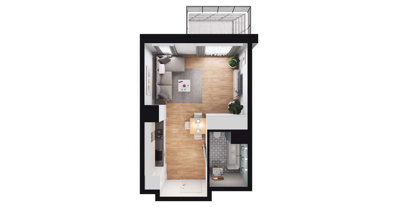 1-pokojowe mieszkanie 27m2 + balkon Bez Prowizji - Pełny obrazek: 2/8