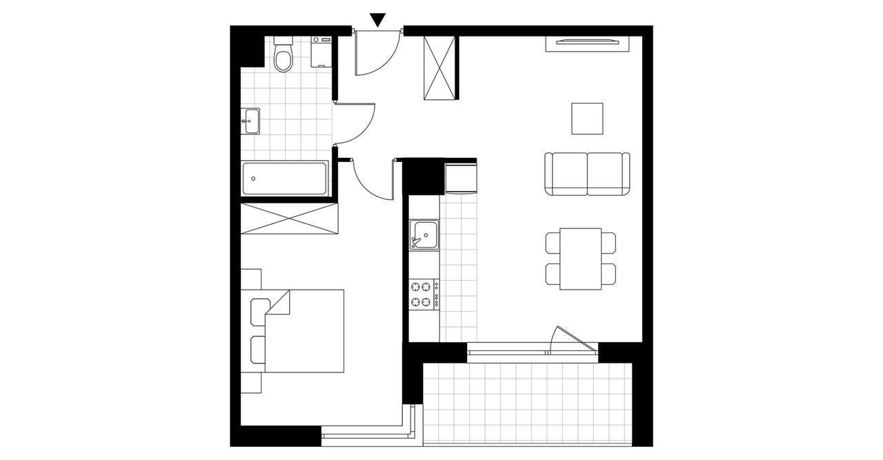 2-pokojowe mieszkanie 49 m² + loggia Bezpośrednio - Widok 3