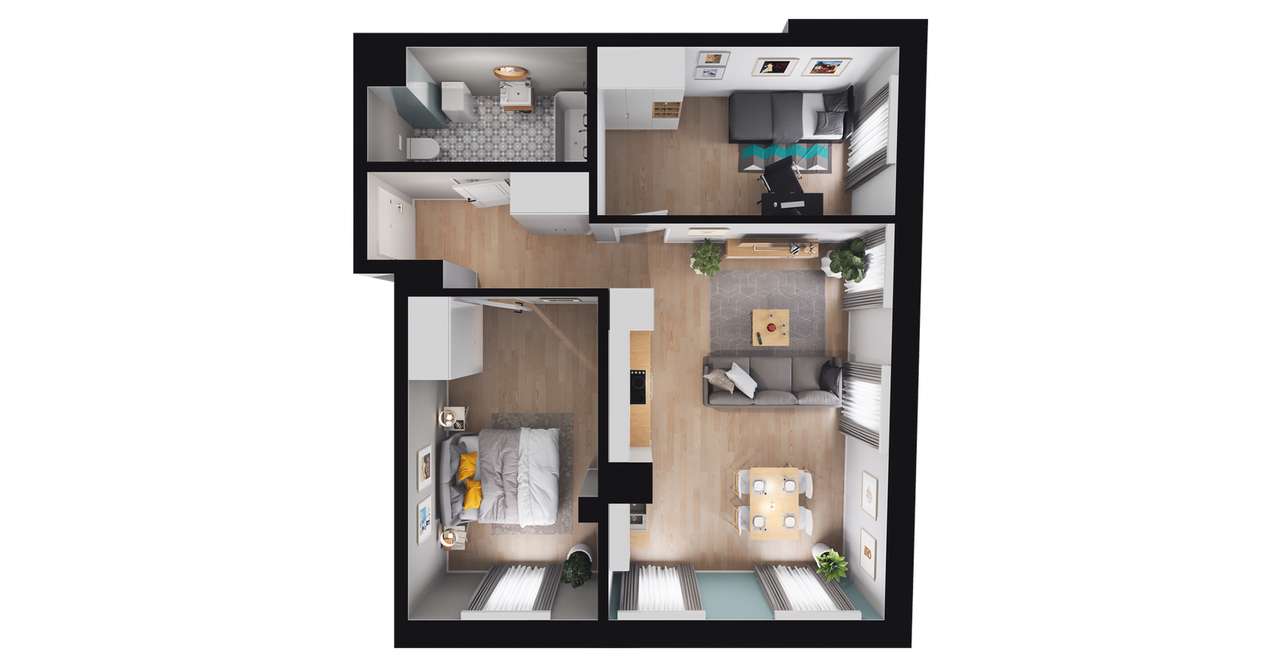 3-pokojowe mieszkanie 53m2 Bezpośrednio - Pełny obrazek: 2/8