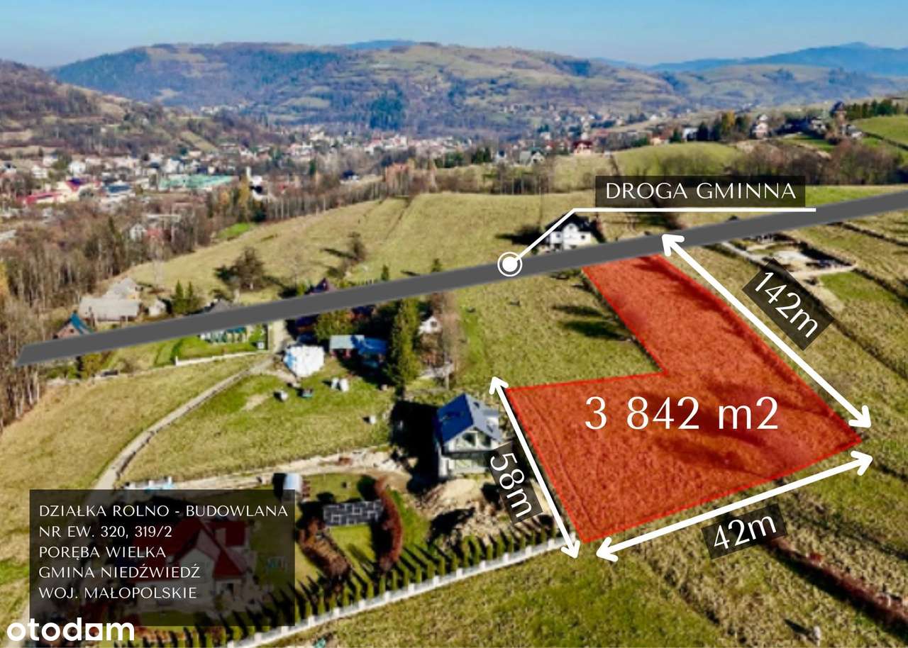 Twoje miejsce  w sercu Gorców-działka rolno - budowlana, Poręba Wielka-1