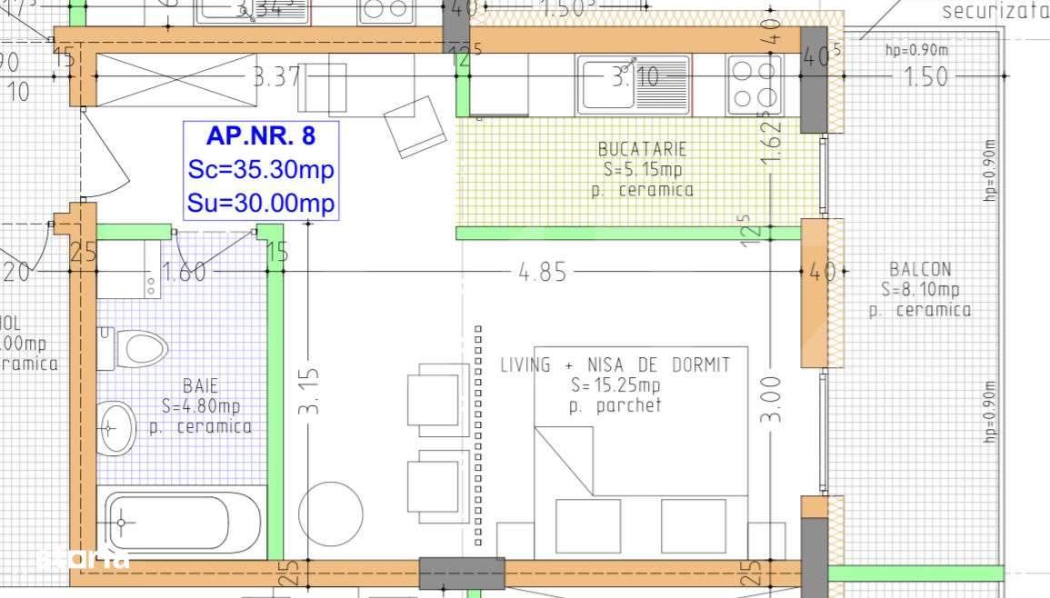 Apartament de vanzare – bloc nou, 47 mp, zona zavoaie terasa 8.70 — fotografia 1