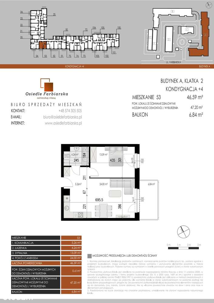 2-pokojowe mieszkanie 46m2 + balkon - Pełny obrazek: 2/6