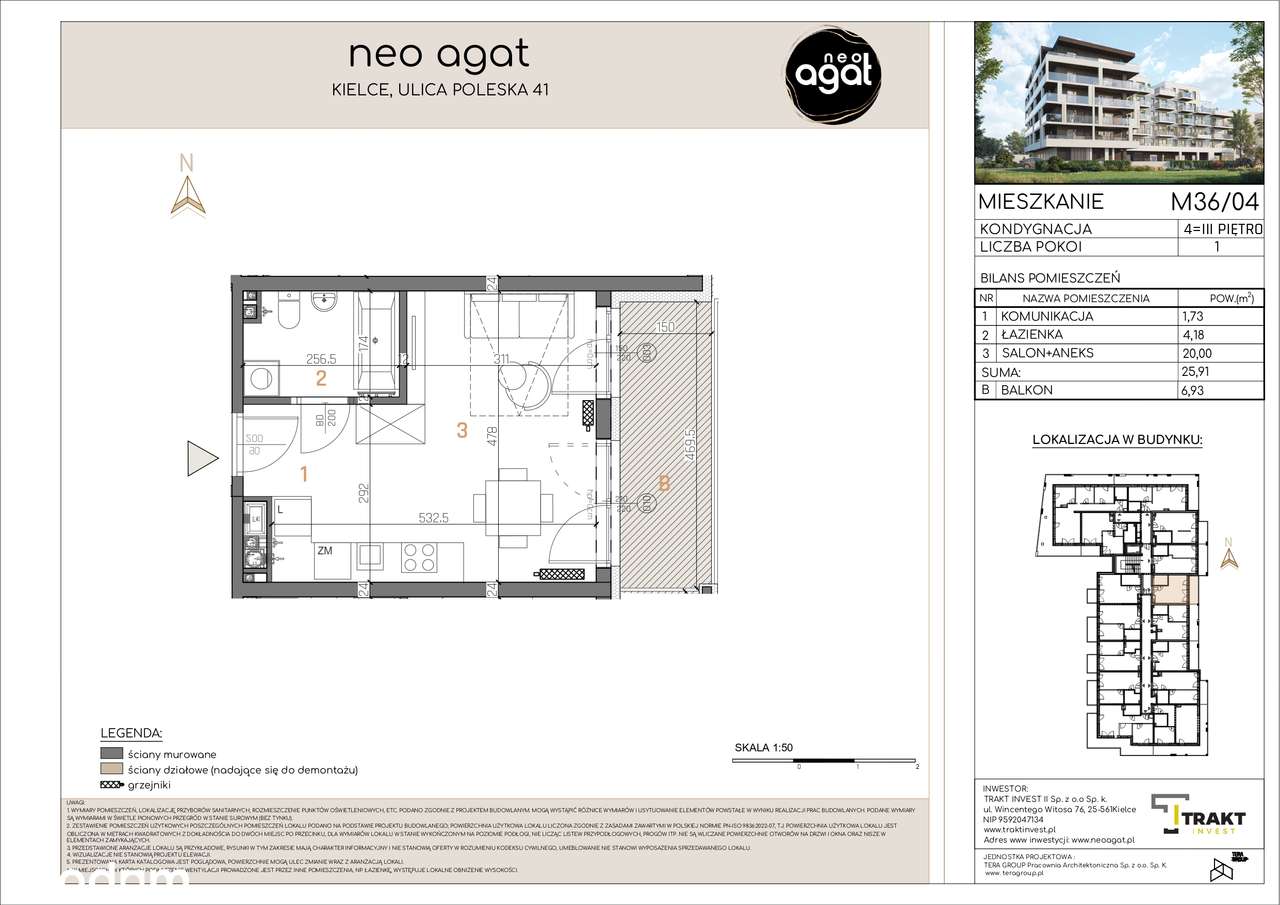 Kawalerka obok Uniwersytetu Jana Kochanowskiego – Neo Agat - Pełny obrazek: 2/7