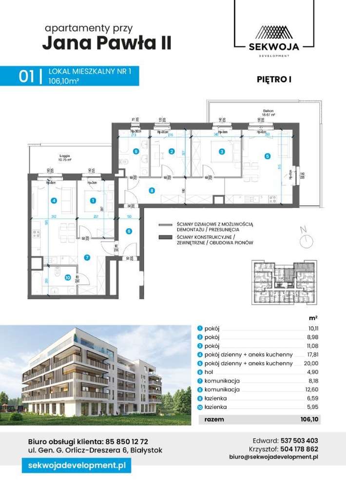 Apartament nr 1 - Apartamenty przy Jana Pawła II - Pełny obrazek: 2/7