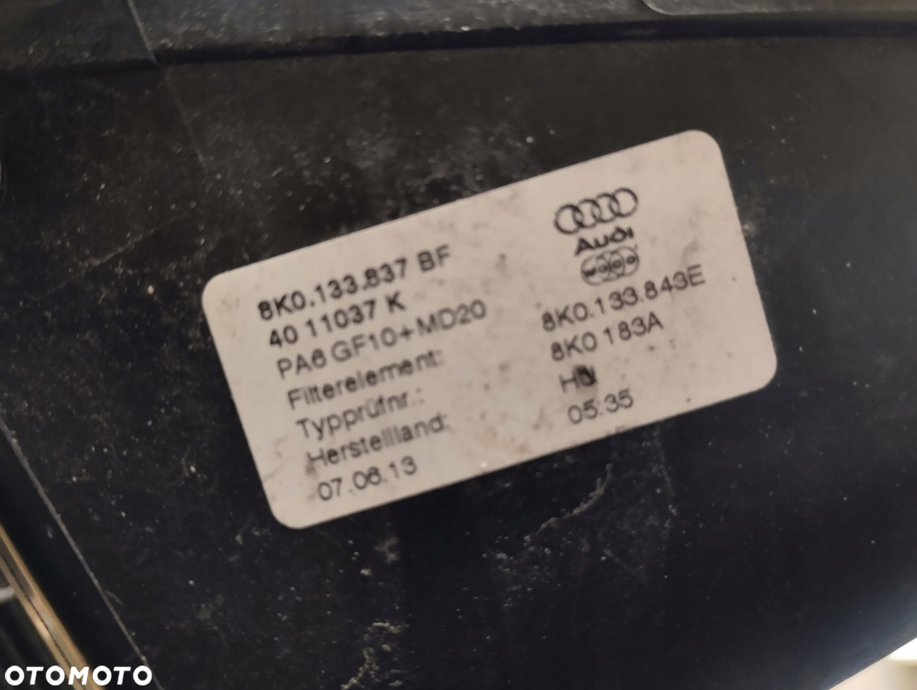 OBUDOWA FILTRA POWIETRZA AUDI A4 B8 A5 8T 2.0 TDI 8K0133837BF - 4