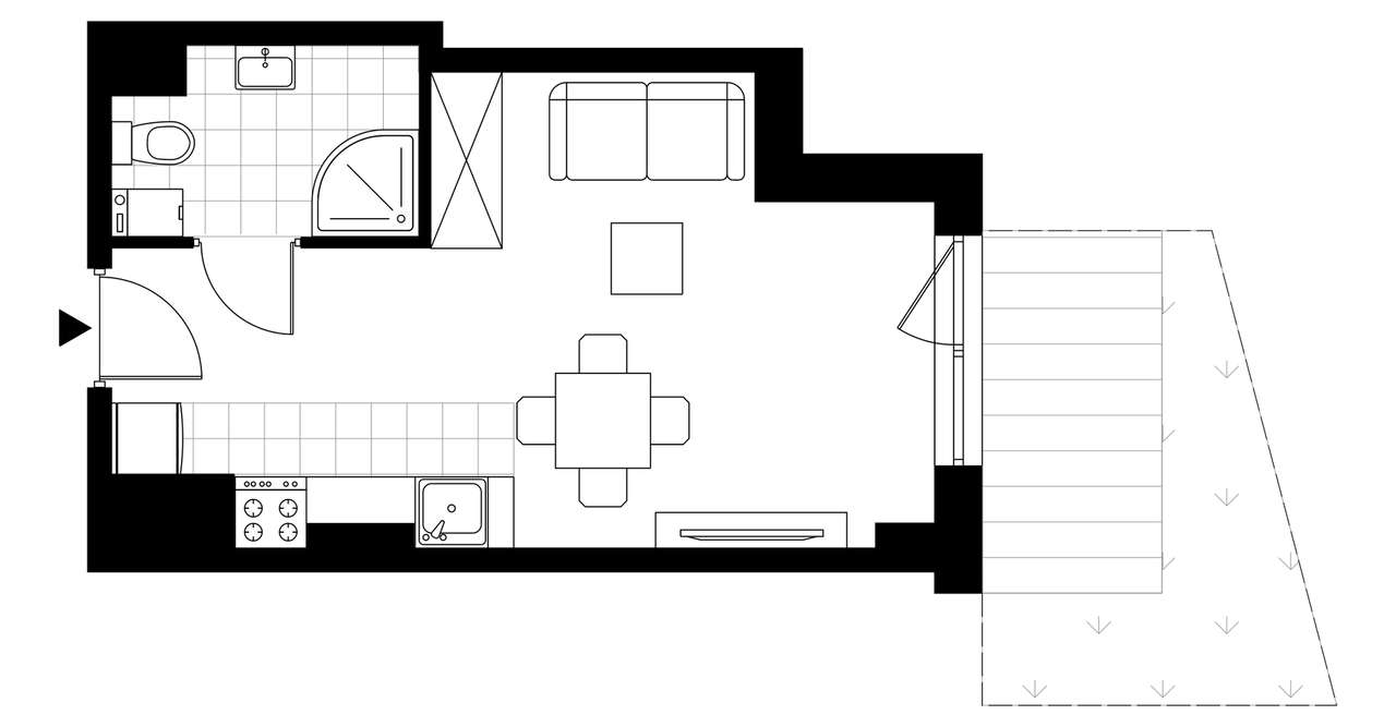 1-pokojowy apartament inwestycyjny 25m2 + ogródek - Pełny obrazek: 3/8