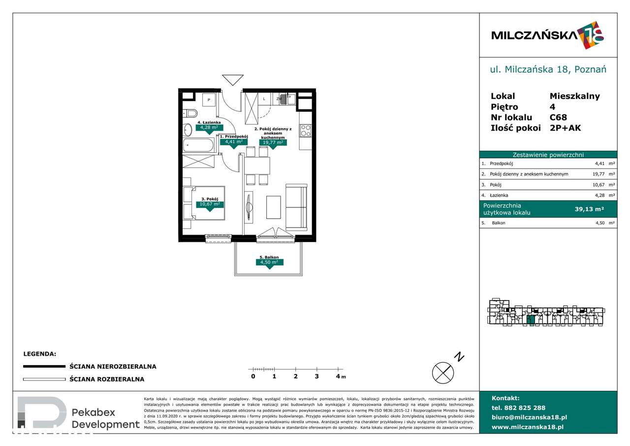 2-pokojowe mieszkanie 39m2 + balkon - Pełny obrazek: 2/7