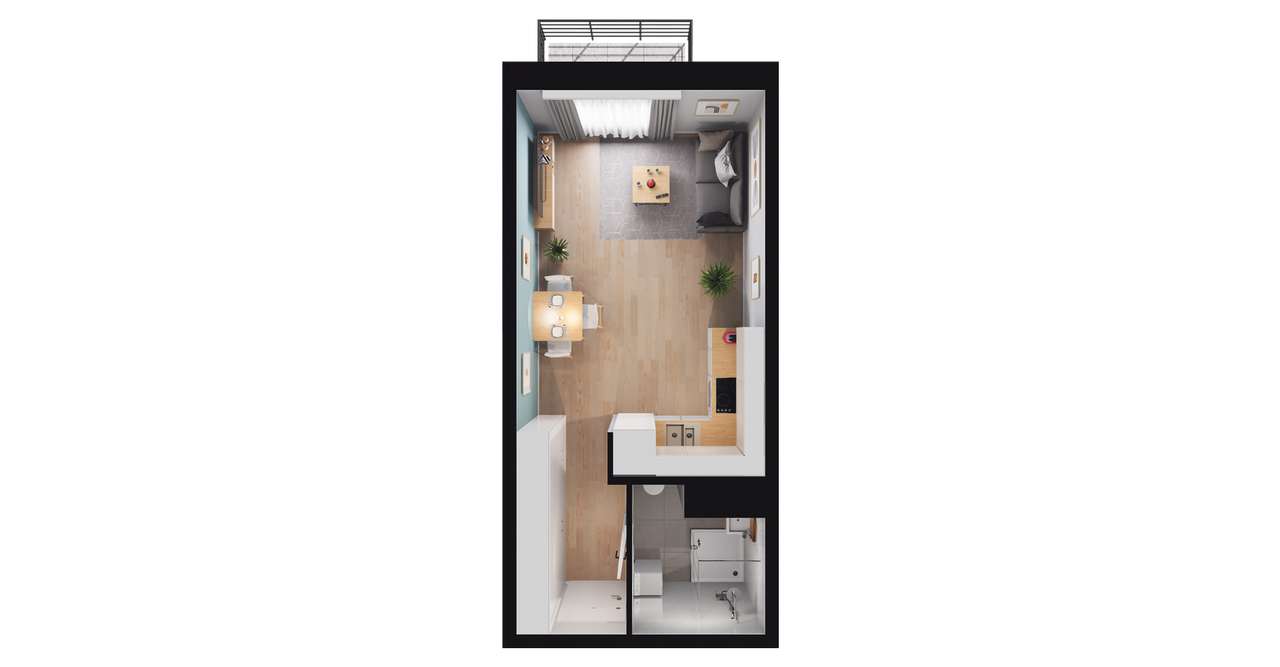 1-pokojowe mieszkanie 27m2 + balkon Bez Prowizji - Pełny obrazek: 3/9