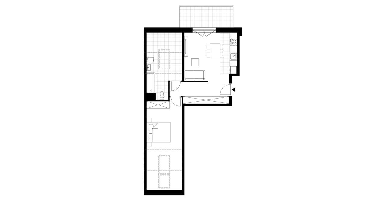 2-pokojowe mieszkanie 46m2 + balkon - Pełny obrazek: 3/8