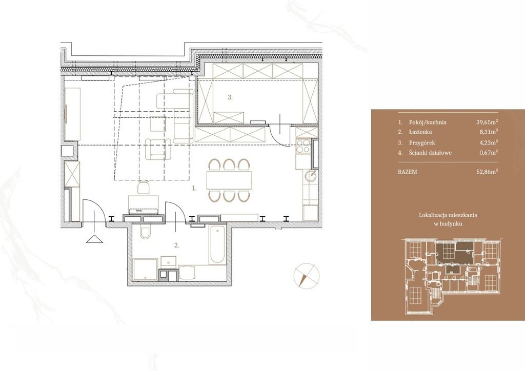 Apartament 52,86 m2 w b. dobry punkt BEZ PCC