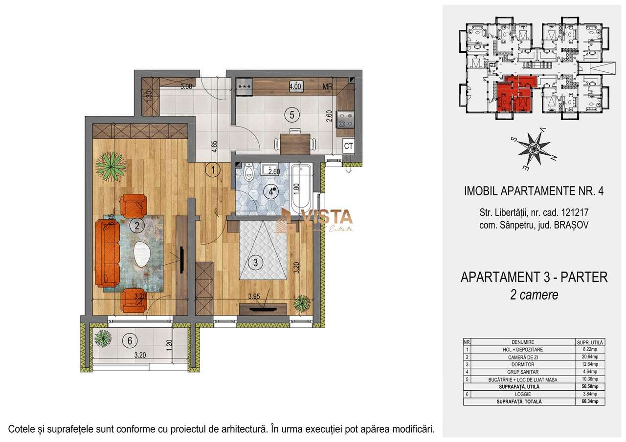 Orizont Residence Sânpetru , Apartament 2 camere-56.5 mp, Sanpetru - Imagine principală: 2/10