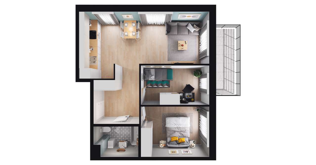 3-pokojowe mieszkanie 56m2 + balkon Bez Prowizji - Pełny obrazek: 2/8