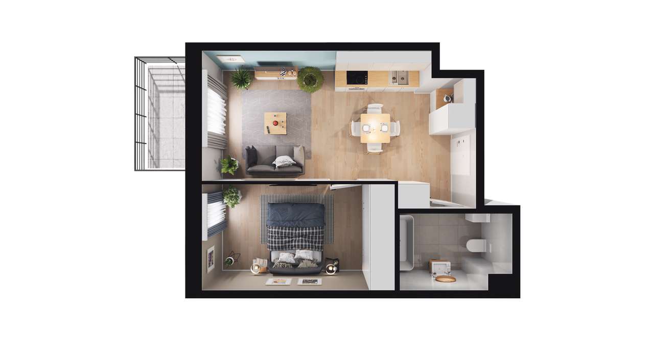 2-pokojowe mieszkanie 36m2 + balkon Bez Prowizji - Pełny obrazek: 2/8