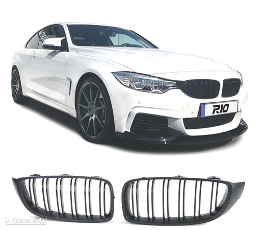 GRELHA FRONTAL PARA BMW SERIE 4 F32 F33 F36 LOOK M4 PRETO FOSCO - 4