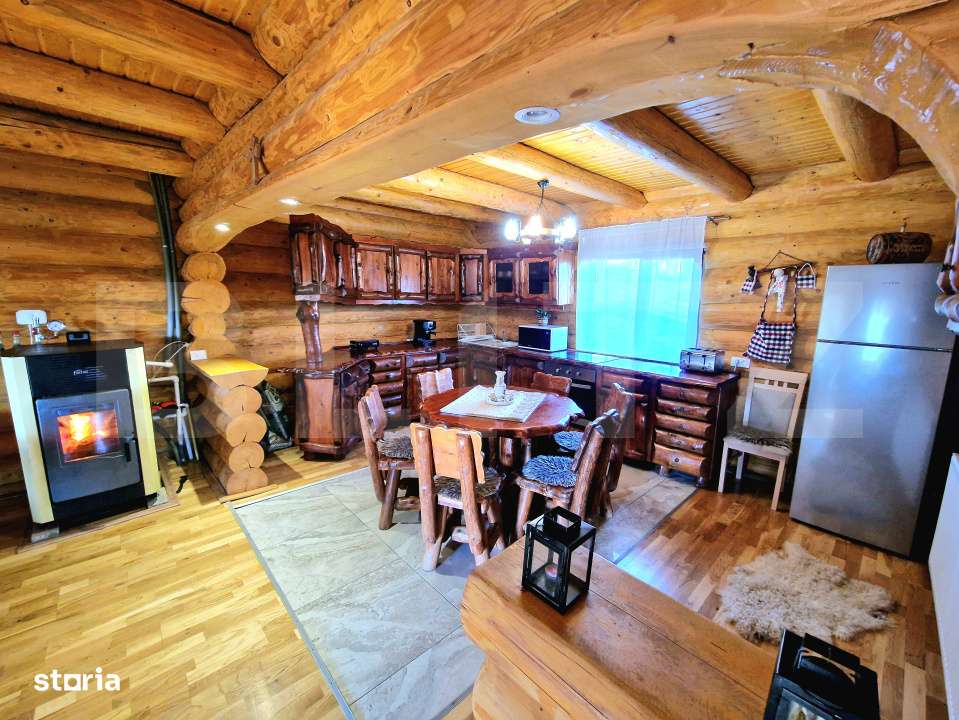 Cabana din lemn rotund, 140 mp utili, 1000mp teren – zona turistica - Imagine principală: 4/12