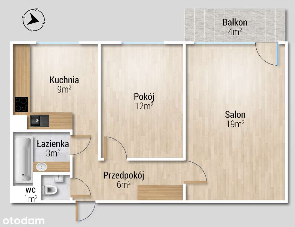 Ustawne i przestronne 2 pokje 50 m2 z balkonem - Pełny obrazek: 2/12