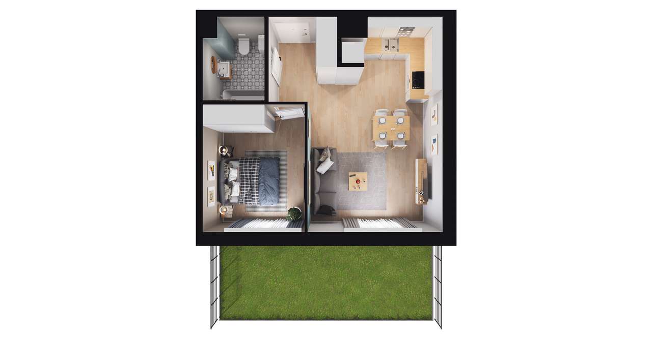 2-pokojowe mieszkanie 42m2 + ogródek Bez Prowizji - Pełny obrazek: 2/8